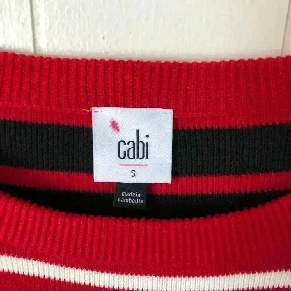 CAbi Striped Cotton Top Sweater Size S - Picture 3 of 10